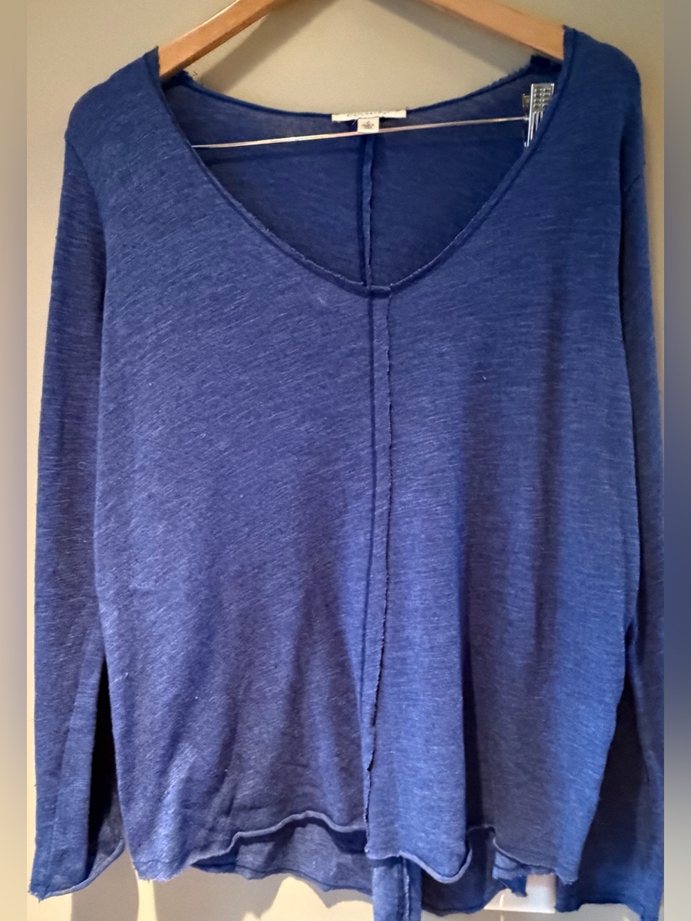 Francesca's Collections Blue V-Neck Lightweight Pullover Knit Top Large